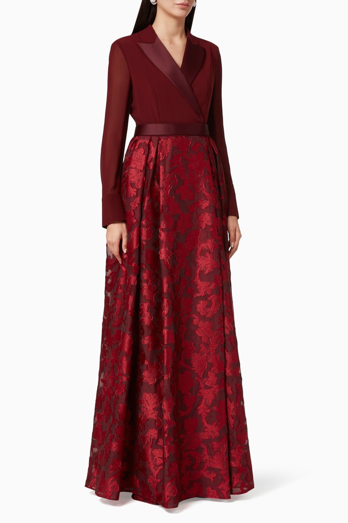 Luppolo Silk Georgette Dress, Burgundy