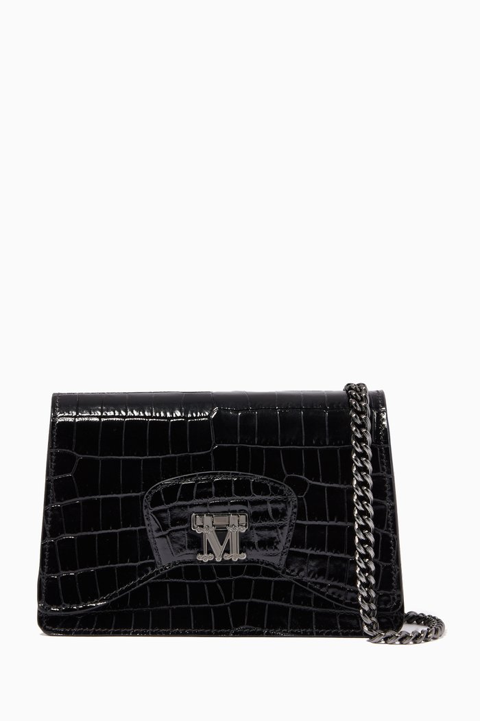 

Marlx S2 Clutch in Crocodile-Print Leather, Black