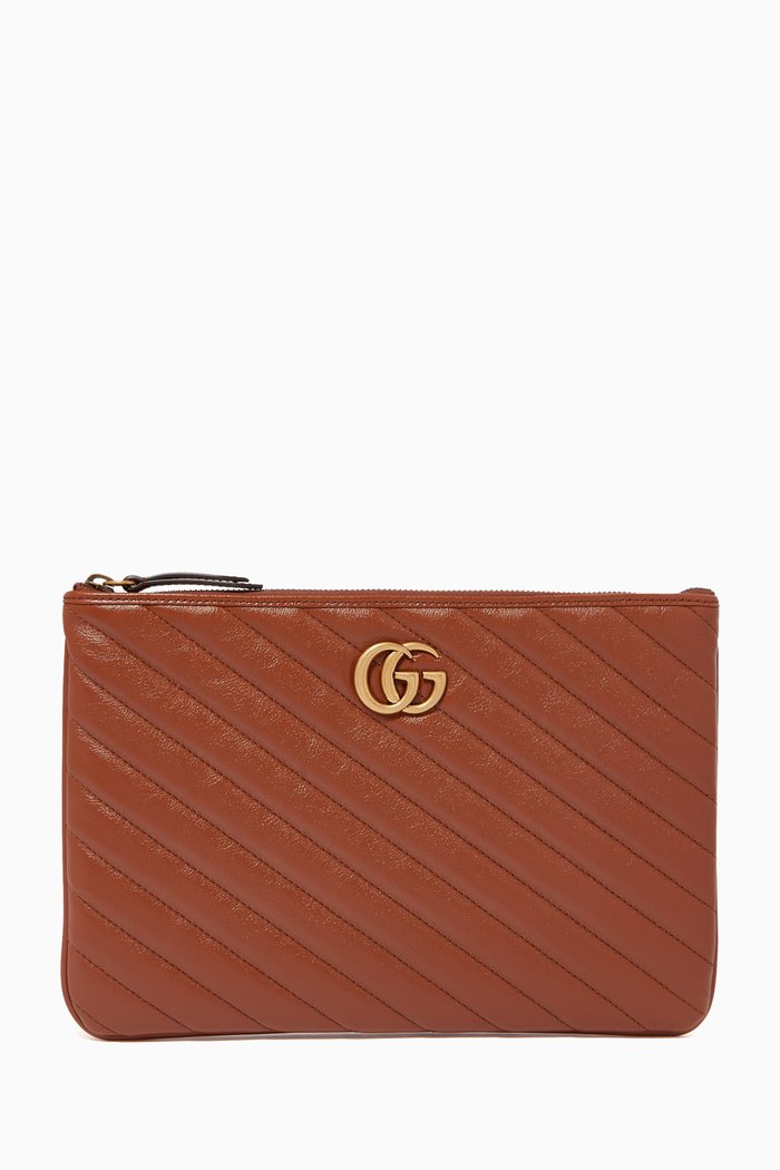 

GG Marmont 2.0 Pouch in Matelassé Leather, Brown
