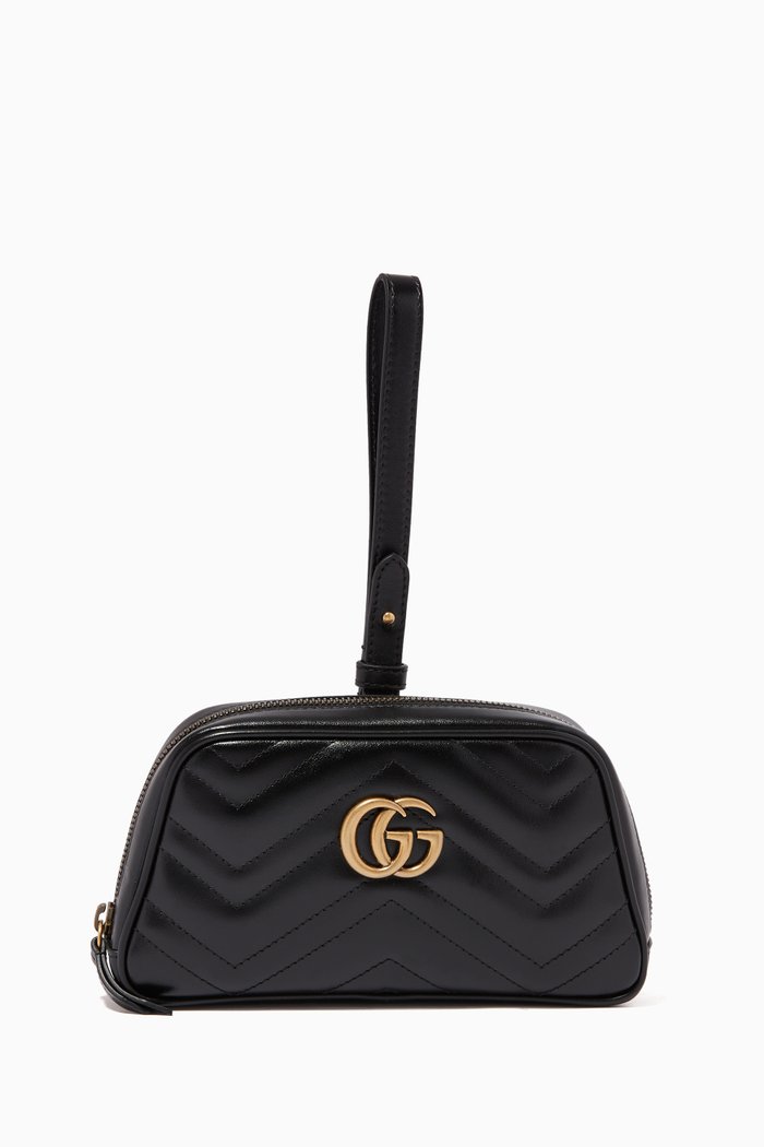 

GG Marmont Wrist Wallet in Matelassé Leather, Black