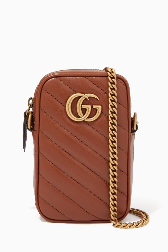 

Mini GG Marmont Bag in Matelassé Leather, Brown