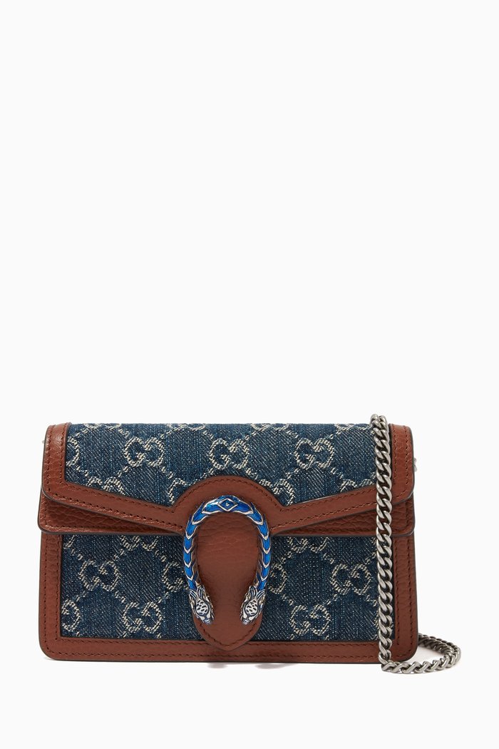 

Super Mini Dionysus Bag in GG Jacquard Denim, Blue