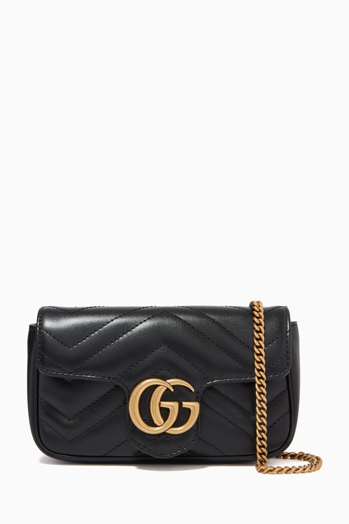 

Super Mini GG Marmont Bag in Matelassé Leather, Black