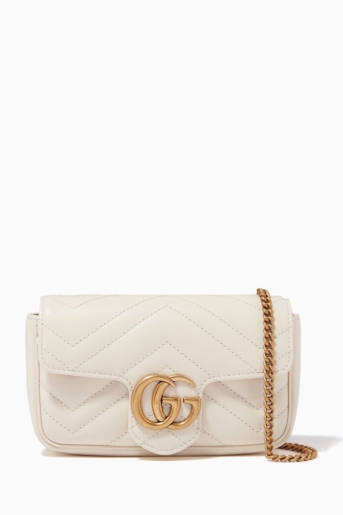 

Super Mini GG Marmont Bag in Matelassé Leather, White