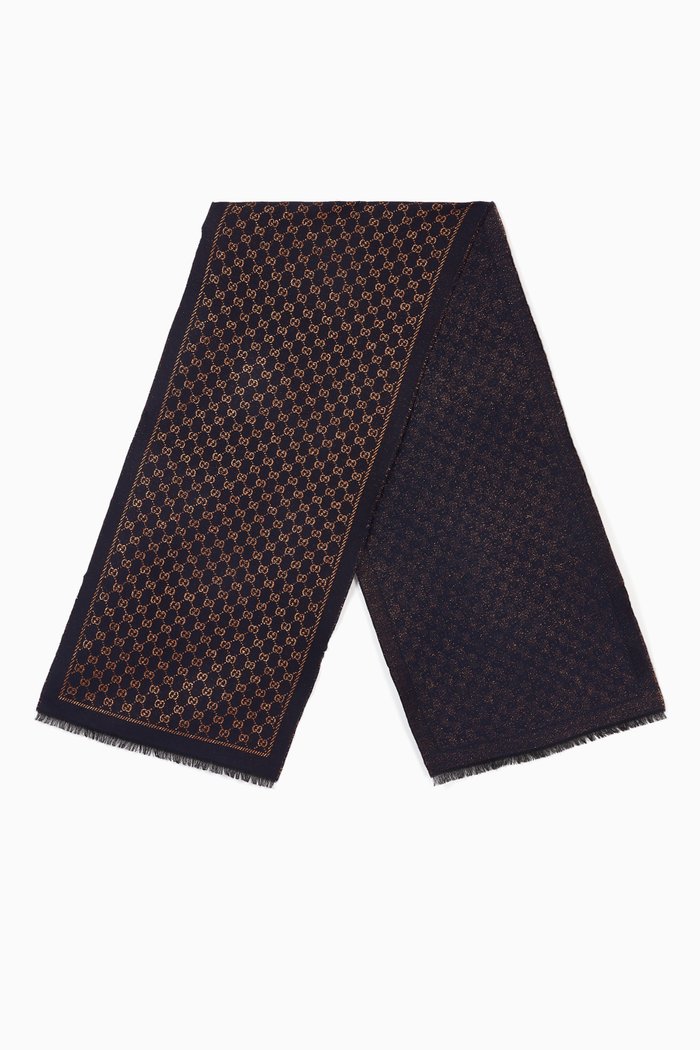 

Metallic GG Wool Scarf, Blue