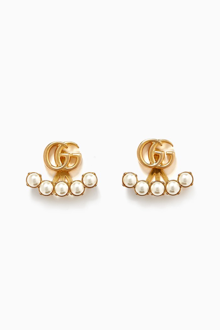 

Pearl Double G Earrings, Gold