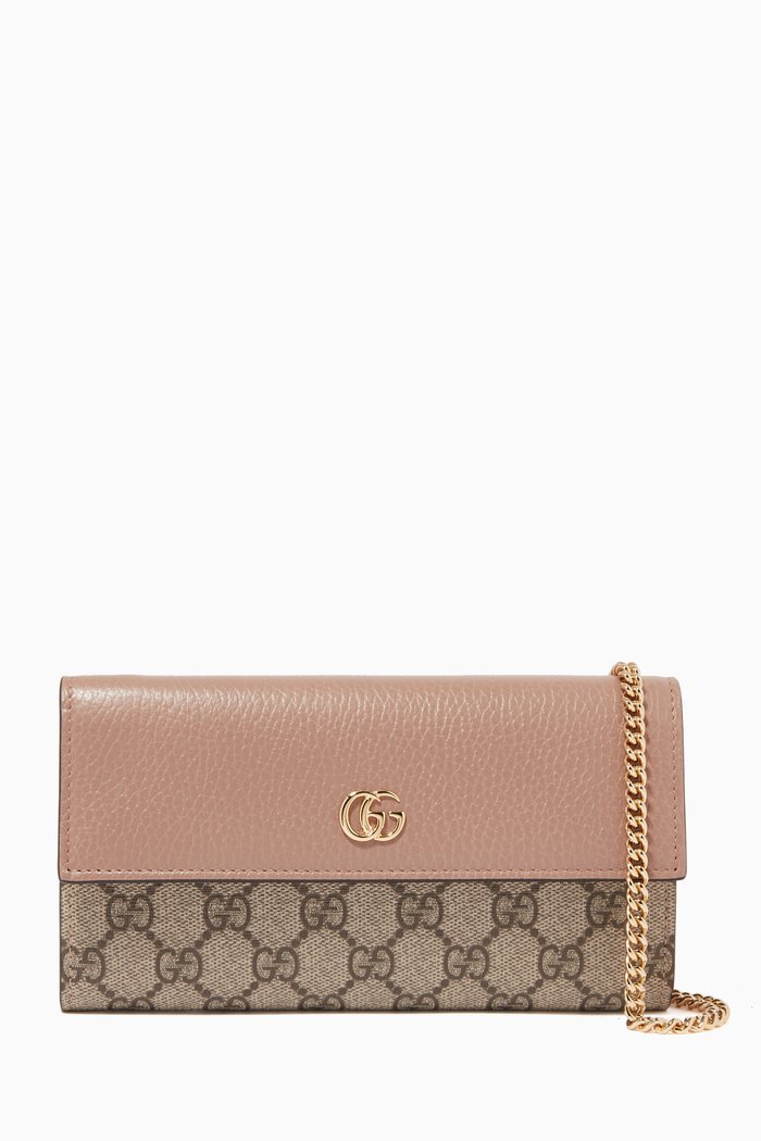 

GG Marmont Chain Wallet in Supreme Canvas, Neutral