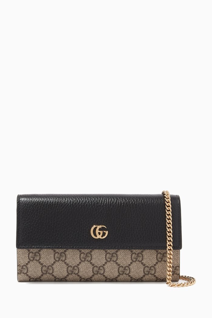 

GG Marmont Chain Wallet in Supreme Canvas, Black