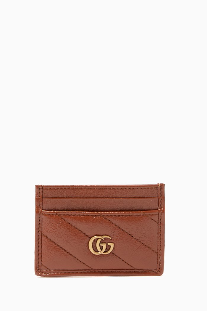 

GG Marmont Card Holder in Matelassé Leather, Brown