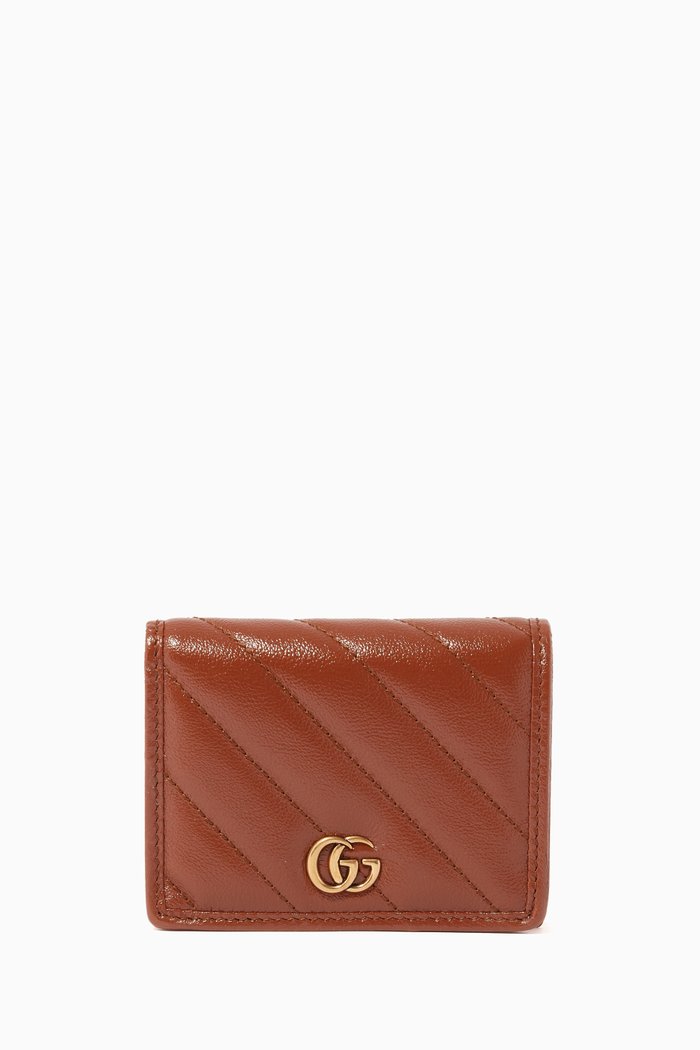 

GG Marmont Card Case in Matelassé Leather, Brown