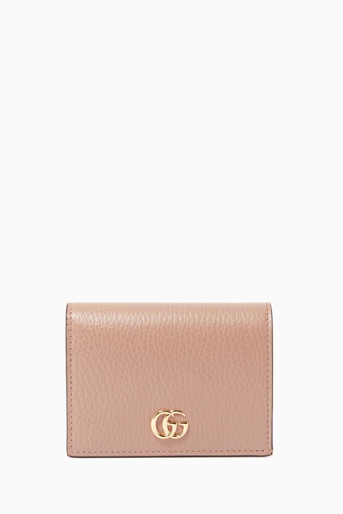 

Petite Marmont Card Case in Leather & GG Supreme Canvas, Neutral