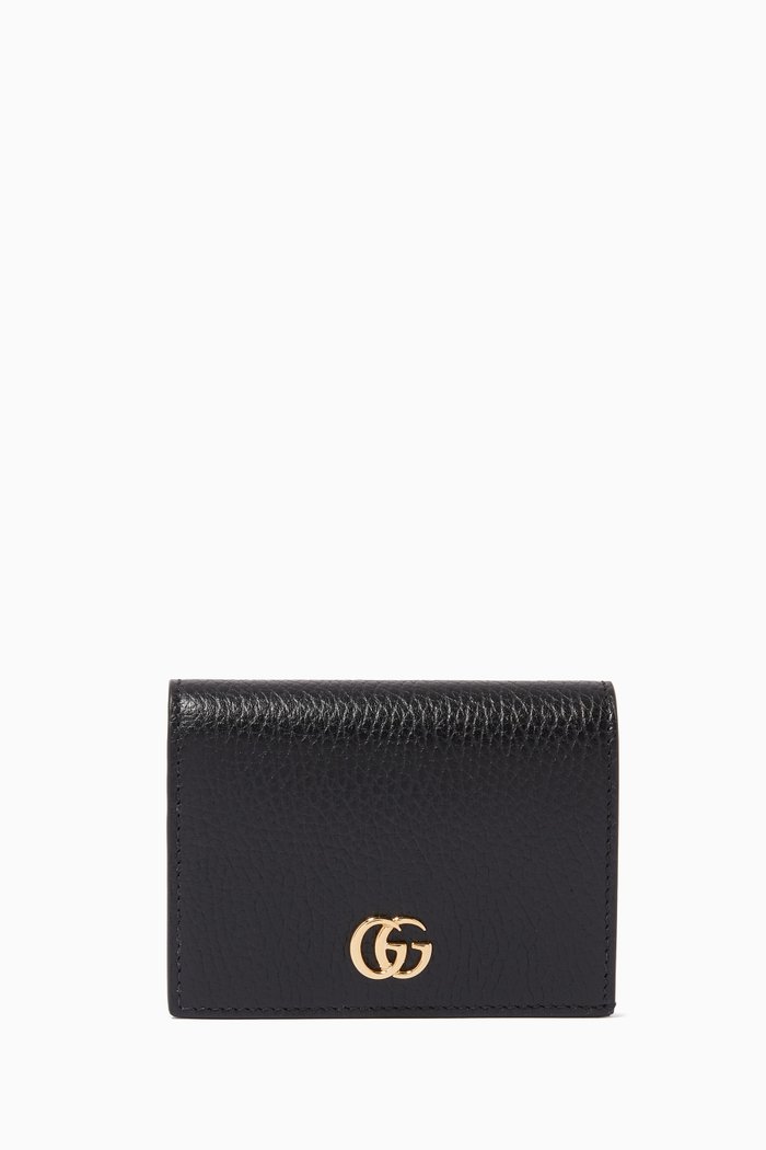 

Petite Marmont Card Case in Leather & GG Supreme Canvas, Black