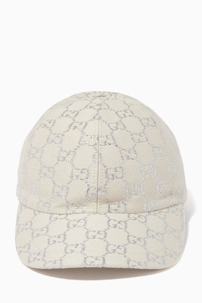 

GG Lamé Baseball Hat, White
