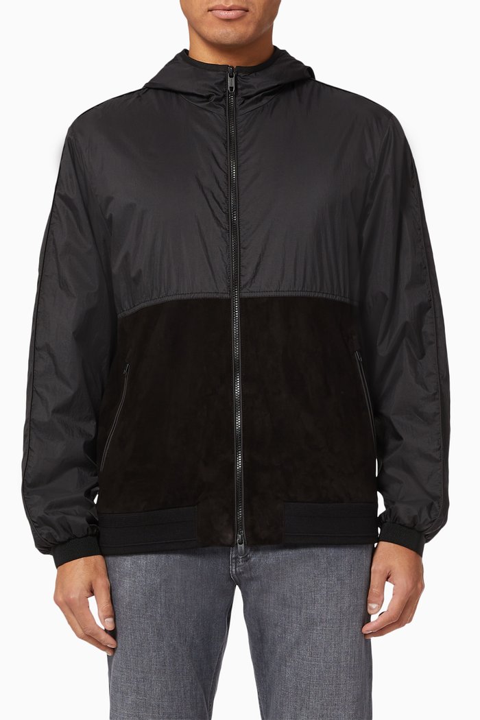 

TECHMERINO™ Wool Suede Hooded Jacket, Black