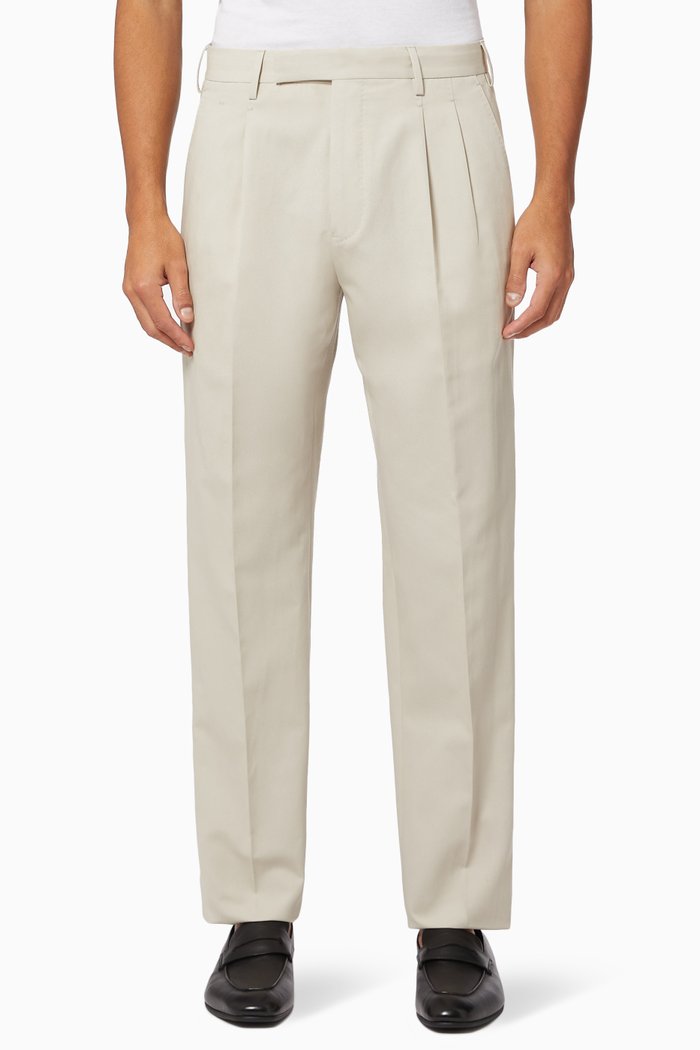 

Stretch Cotton Twill Pants, Neutral