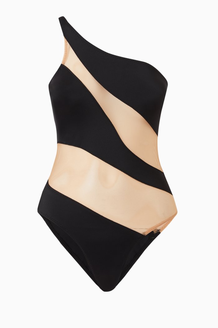 

Snake Mesh Mio One-piece Swimsuit, Black