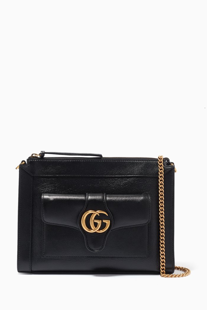 

Small Dahlia GG Shoulder Bag in Leather, Black