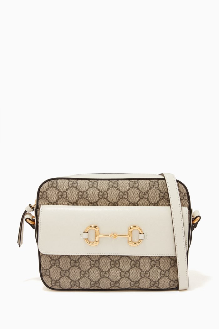 

Small 1955 Horsebit Shoulder Bag in Canvas, White