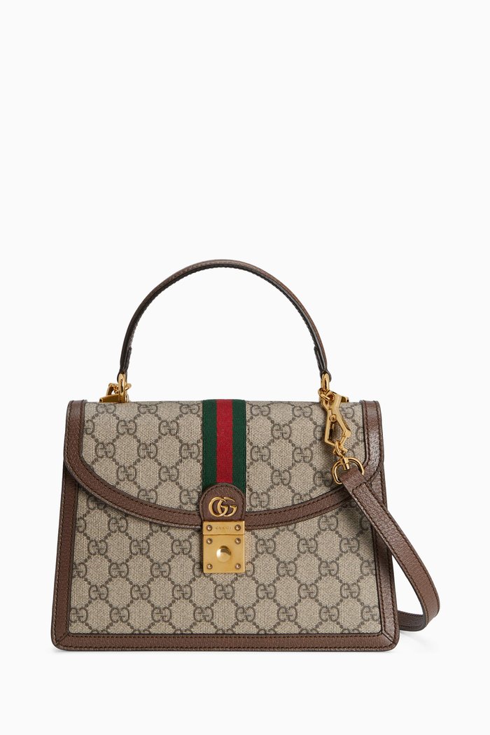 

Small Ophidia Top Handle Bag in GG Supreme Canvas, Neutral
