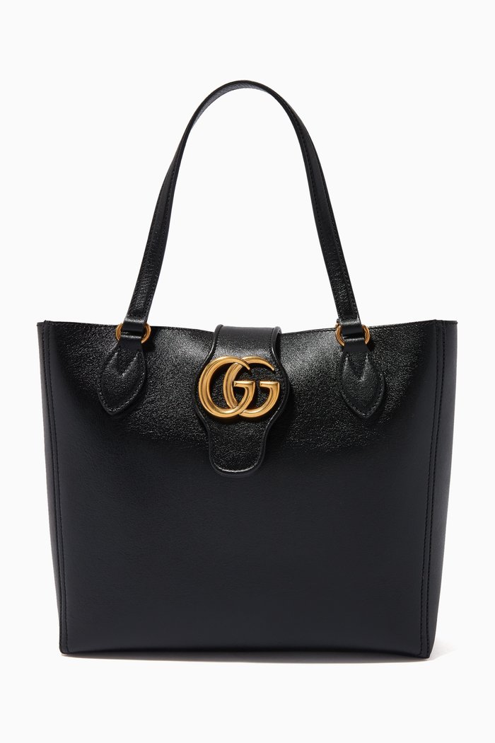 

Small Dahlia Tote Bag in Leather, Black