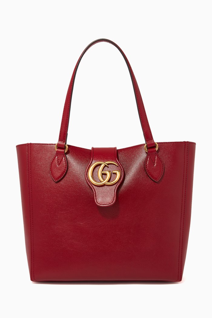 

Small Dahlia Tote Bag in Leather, Red