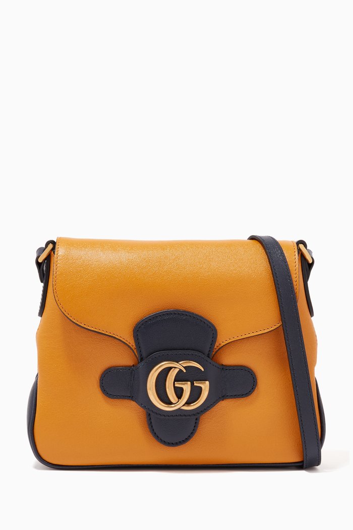 

Small Dahlia Shoulder Bag in Leather, Yellow