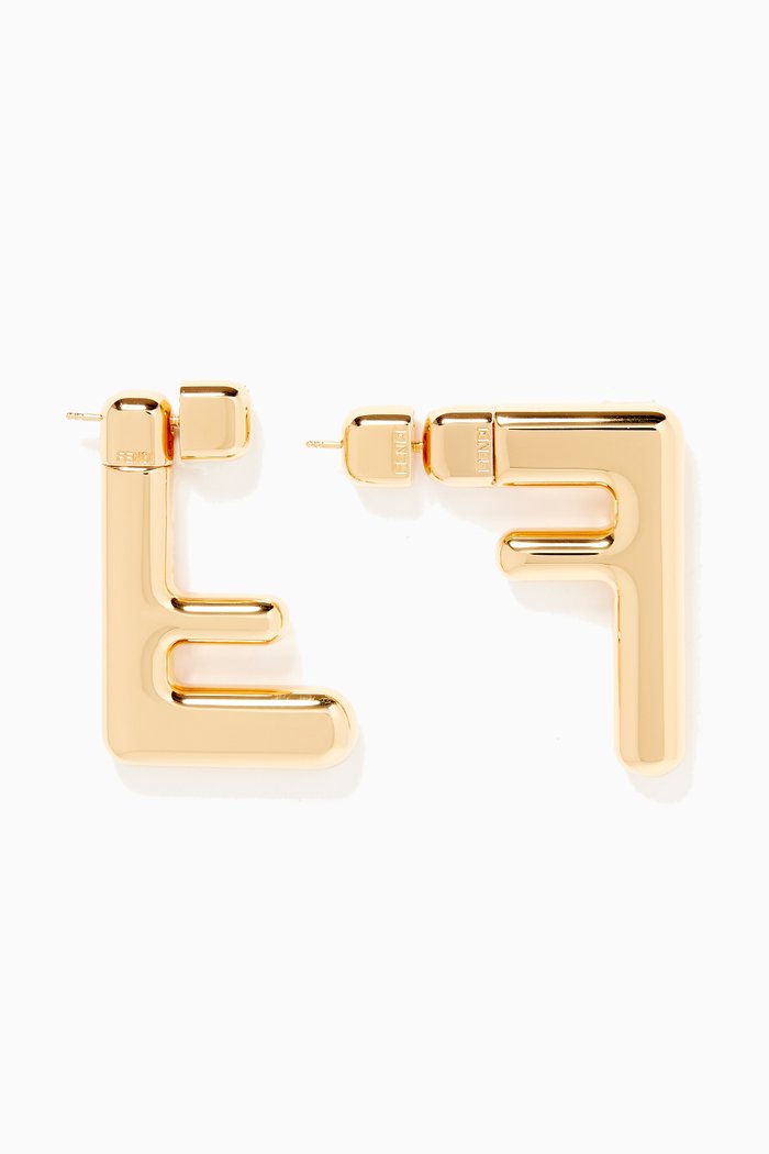 

FF Stud Earrings in Metal, Gold