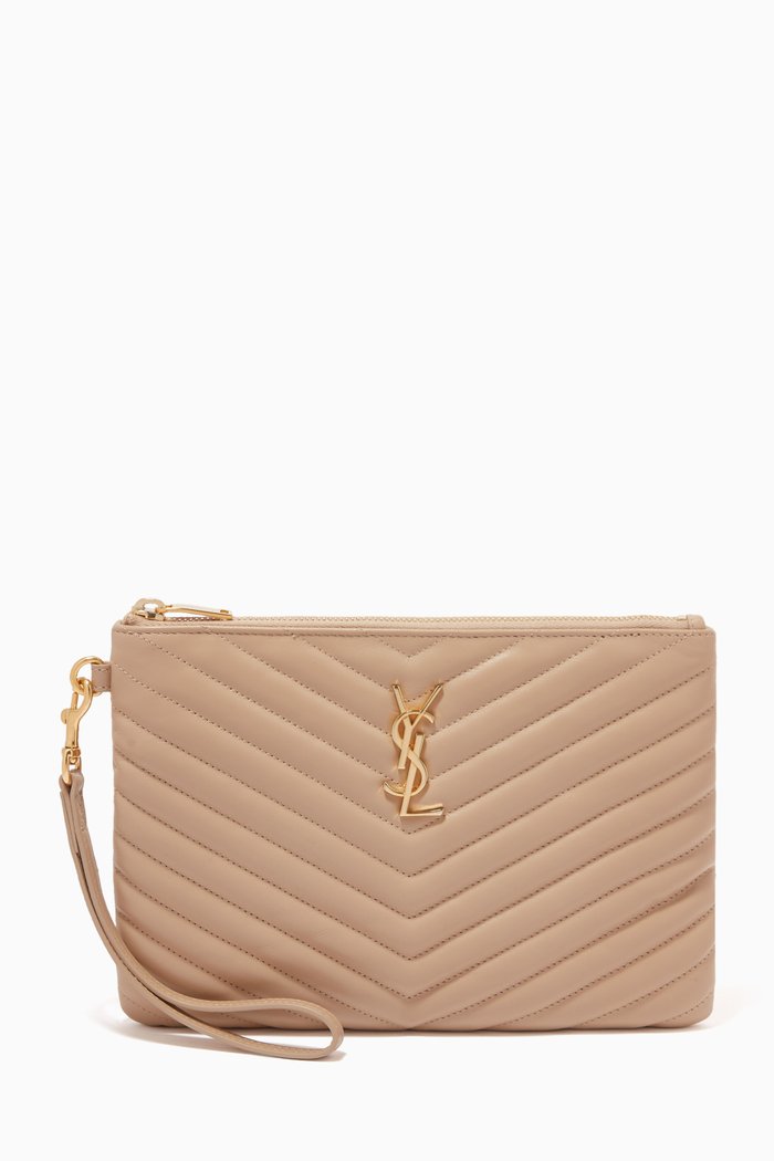Monogram Tablet Pouch in Matelassé Leather, Neutral