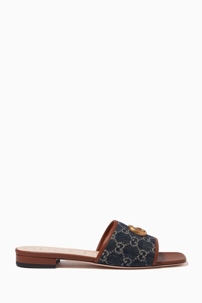 

Jolie GG Slides in GG jacquard denim, Blue