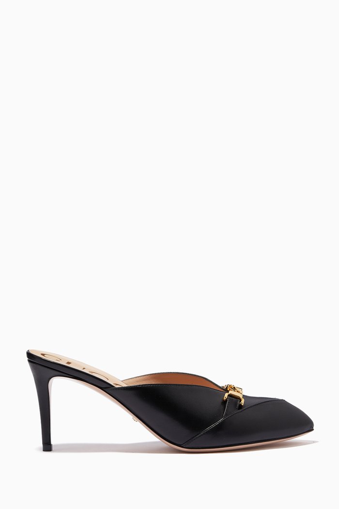 

Sylvie Chain Mules in Leather, Black