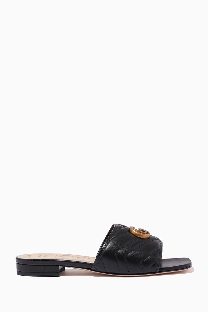

Jolie GG Slides in Matelassé Leather, Black