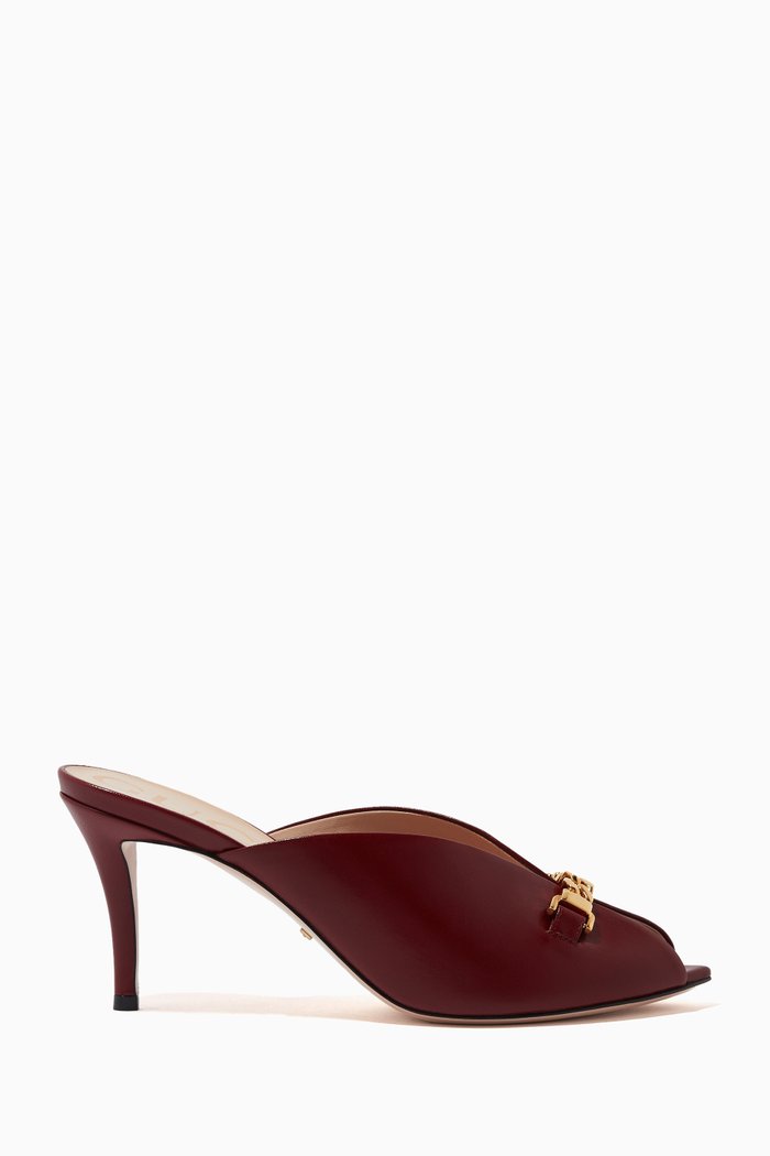 Sylvie Chain Mules in Leather, Red