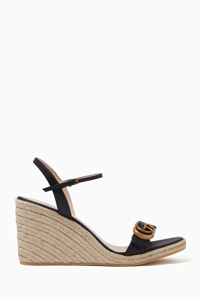 

Aitana GG Platform Espadrilles in Leather, Black