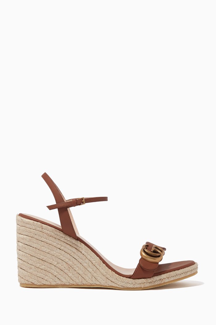 

Aitana GG Platform Espadrilles in Leather, Brown