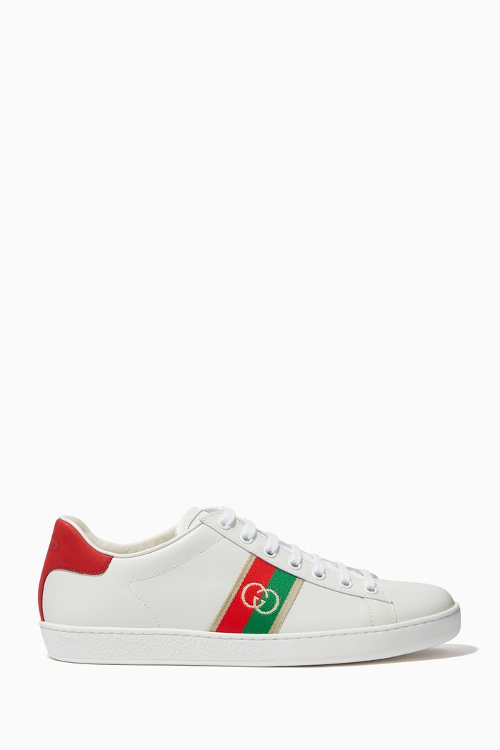 

Interlocking G Ace Sneakers in Leather, White