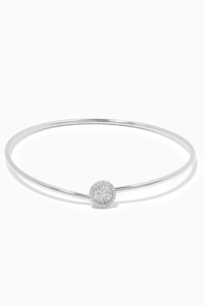 

Flexible Cuff Bracelet with Baguette in Sterling Silver