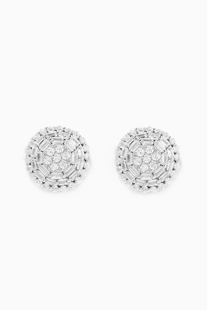 

Elegant Baguette Circle Earrings in Sterling Silver