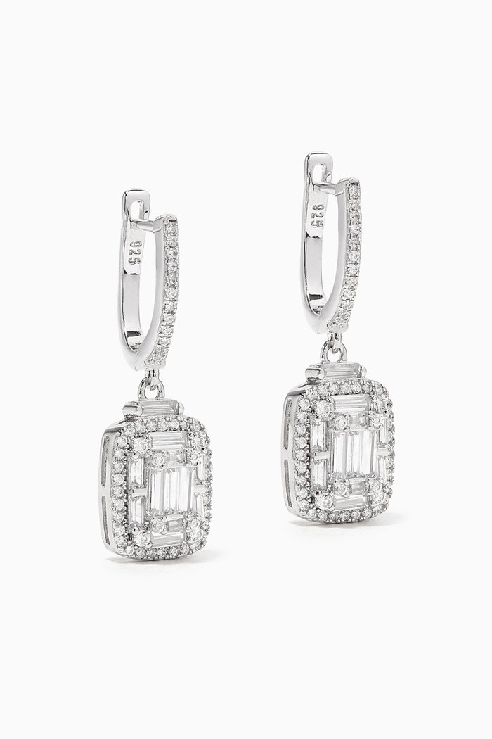 

Dangle Rectangular Baguette Stone Earrings in Sterling Silver