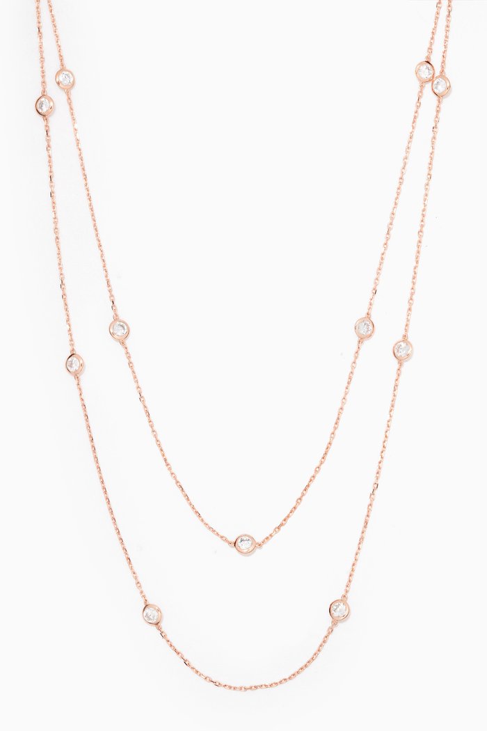 Tiffany White Zircon Necklace in Sterling Silver, Rose gold