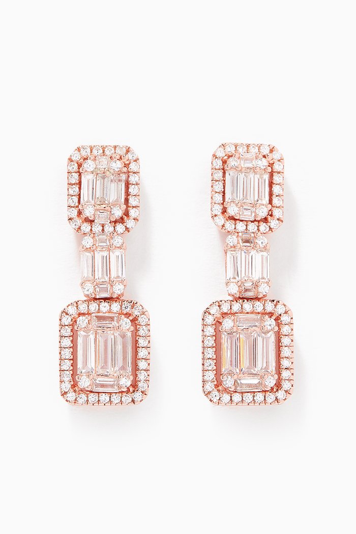 

Special Cut Zircon Earrings in Sterling Silver, Rose gold