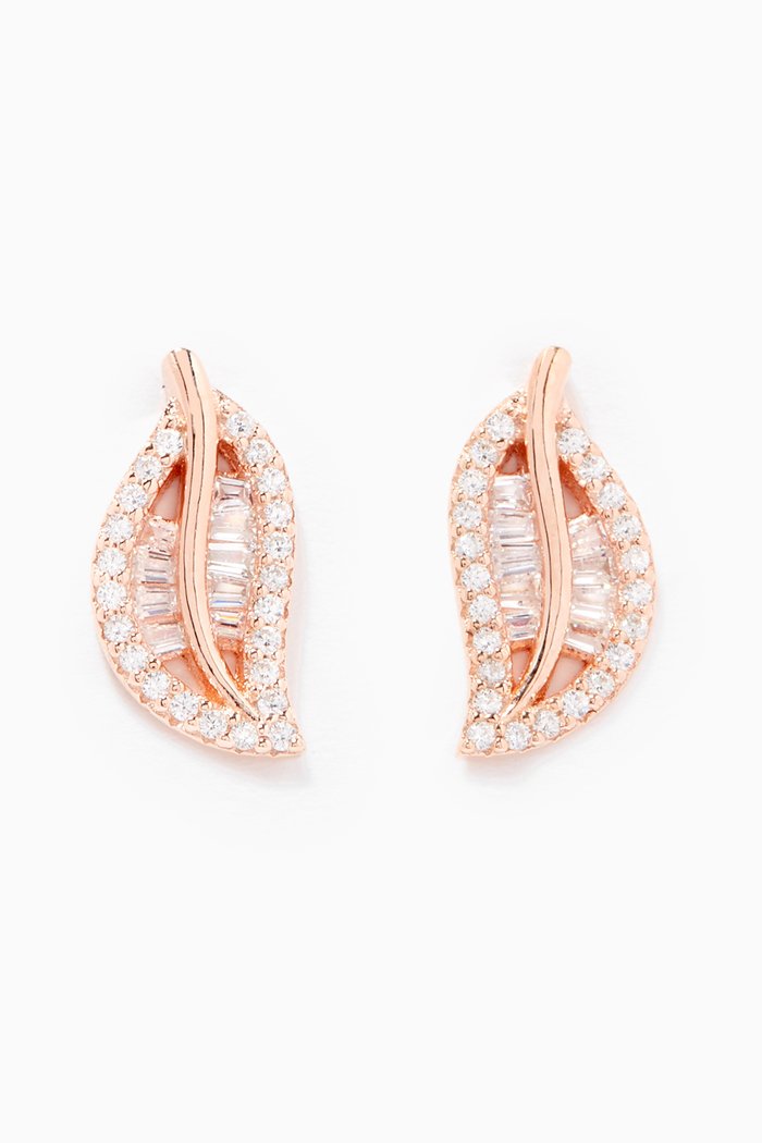 

Mini Leaf Earrings in Sterling Silver, Rose gold