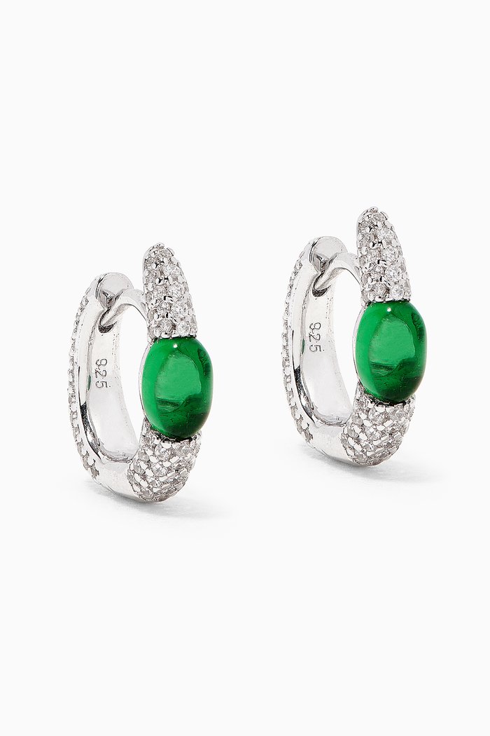 

Mini Oval Emerald Earrings in Sterling Silver
