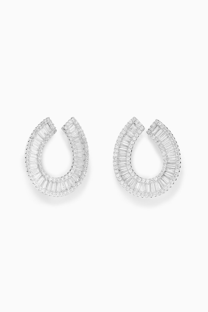 Lined Stone Earrings in Sterling Silver