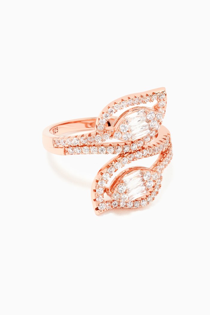 

Pave Leaf Ring in Sterling Silver, Rose gold