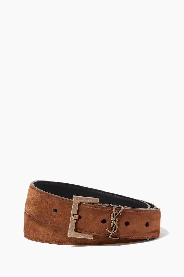 

Monogram Belt in Suede, Neutral