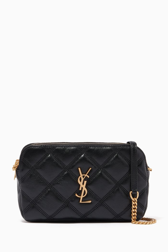 

Becky Double-Zip Pouch in Matelassé Lambskin, Black