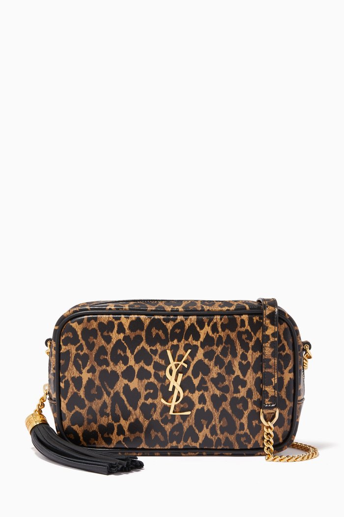 

Lou Mini Bag in Heart-shaped Leopard-print Leather, Brown