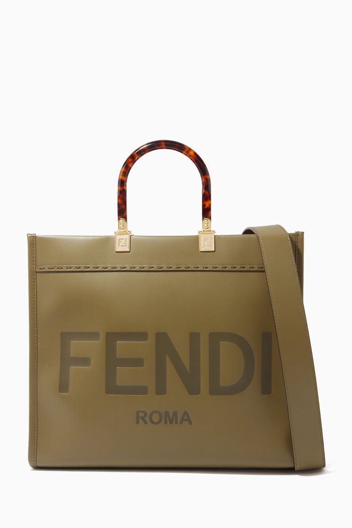 

Medium Sunshine Tote Bag in Leather, Green