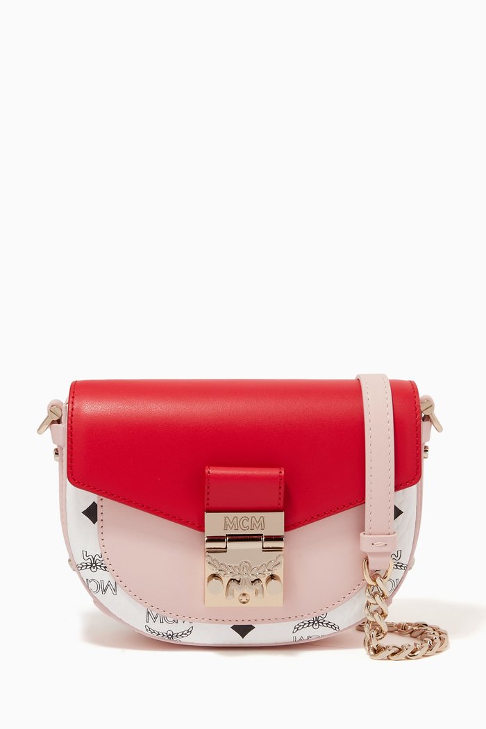 

Mini Patricia Round Crossbody in Colour-Block Visetos, Red