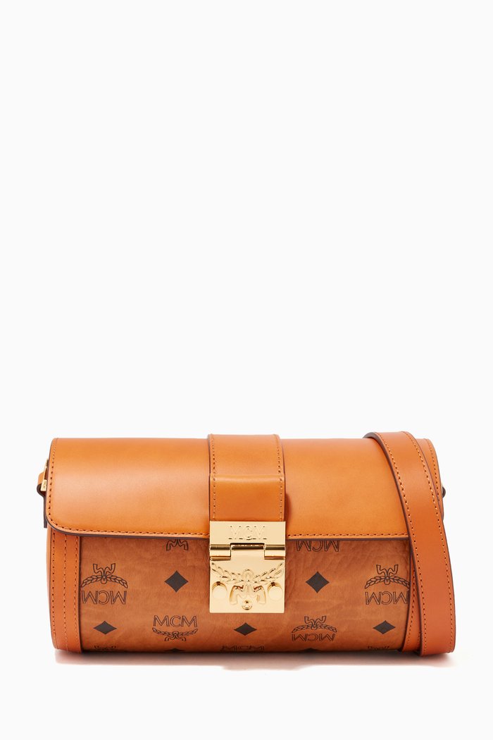 

Small Tracy Cylinder Crossbody Bag in Visetos, Brown